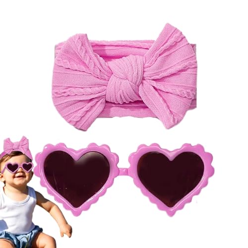 Teksome Baby-Stirnbänder mit Schleifen,Stirnband-Schleifen für Baby-Mädchen | Kinder-Brillen-Haarband-Sets | Baby-Nylon-Stirnbänder und Sonnenbrillen, elastische Haarbänder mit Haarschleife, von Teksome