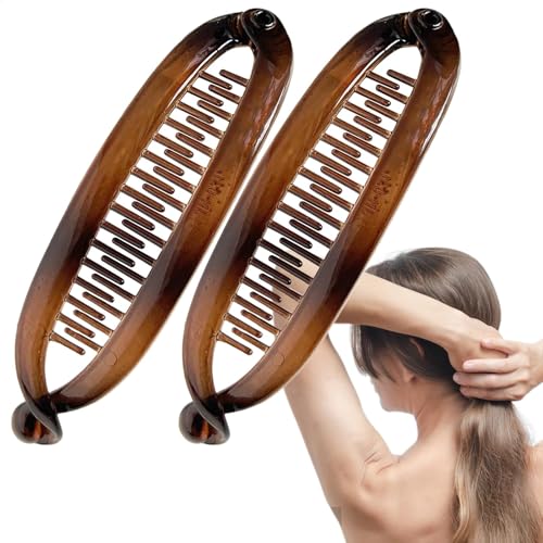 Teksome Bananenhaarklammern für Frauen, Bananenhaarclip,Doppelhaarklammern Ponytailhalter Barrettes | 2x starke Hold-Accessoires für Styling-Styling für dicke, dünne, lockige Stile von Teksome