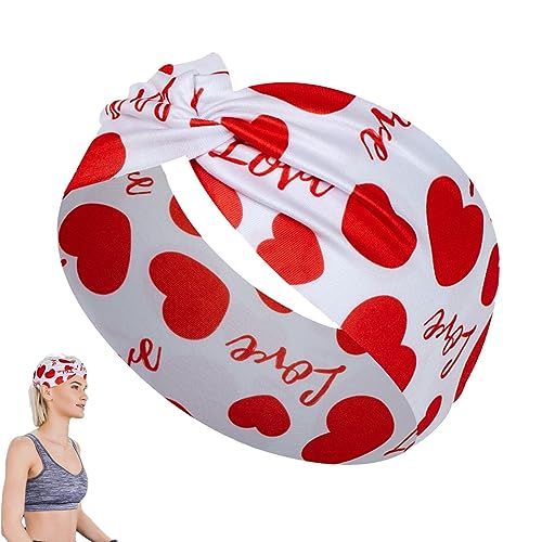 Teksome Breite Stirnbänder für Frauen, Haarbänder, Yoga-Workout-Stirnbänder, Haarreifen mit Liebesmuster, tragbares elastisches breites Stirnband, modisches Haar-Accessoire, Band für Mädchen und von Teksome