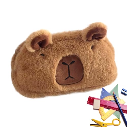 Teksome Capybara Federmäppchen, flauschiges Capybara-Federmäppchen, 3D-Plüsch-Federmäppchen, niedliche Stifttasche, weiche Make-up-Tasche, Münzgeldbörse, Aufbewahrung, Stofftiertasche, Federmäppchen, von Teksome