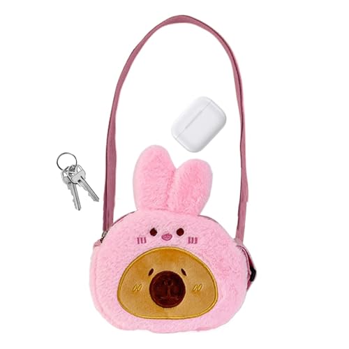 Teksome Capybara Umhängetasche, Capybara Plüschtasche | Cartoon-Tier-Geldbörse | Verstellbare Plüschtasche, Geldbörse in Tierform für Schlüssel, Handys, Münzen, Kleingeld, Karten von Teksome