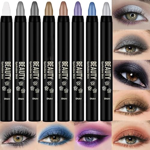 Teksome Creme-Lidschattenstift,Lidschattenstift - 8 Stück wasserfester Lidschattenstift | Wischfeste Lidschattenstifte, ultracremig, leicht verblendbar für Make-up von Teksome