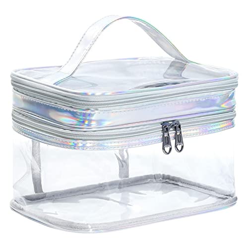 Teksome Doppellagige transparente Kosmetiktasche, doppellagig, große Make-up-Tasche, wasserdichte Make-up-Tasche, Kosmetiktaschen-Organizer für Mädchen, Reisetasche für Toilettenartikel von Teksome