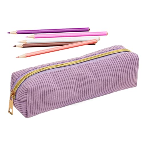 Teksome Federmäppchen Organizer - Ästhetisches Design Federtasche,Einfarbig Cordstoff Schultasche Großes Fassungsvermögen Für Stifte Radiergummi Lineal Mädchen von Teksome
