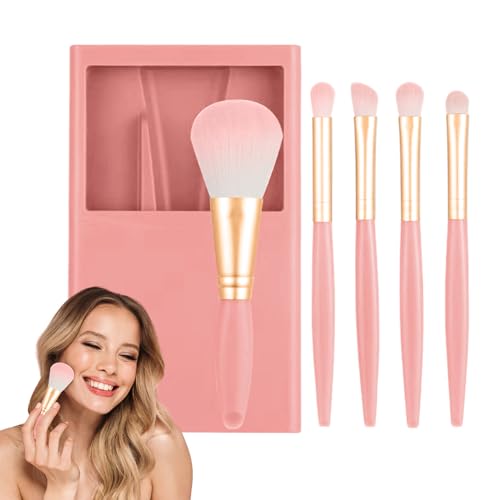 Teksome Kleine Make -up -Bürstenset, Make -up -Bürstensets für Frauen,Reisegröße Make -up -Bürstenset mit Gehäuse und Spiegel - Tragbare Fundamentpulver Concealer Lidschatten Applikator für Frauen, von Teksome