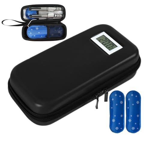 Teksome Medikamenten-Kühltasche | Kompakte Medikamententasche mit Kühlelementen - Verstellbare Kühl Organizer Box Mit Temperaturdisplay Für Reisen Schule Outdoor von Teksome