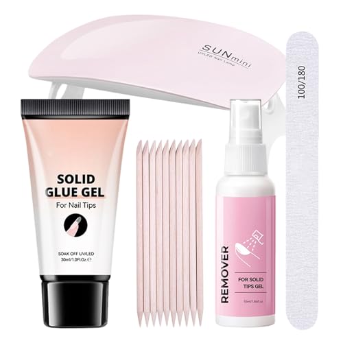 Teksome Nagelkleber Und Entferner - Acrylspitzen Aushärtungsset - Nagelpflege Set Mit UV Lampe Für Salon Zuhause Mädchen Party Frauen von Teksome
