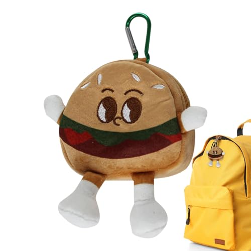 Teksome Niedliche Plüsch-Geldbörse, Plüsch-Wechseltasche, Lustiger Toast-Hamburger-Münzbeutel-Schlüsselanhänger, Kleingeld-Geldbörsen-Schlüsselanhänger, Plüsch-Geldbörsen-Schlüsselanhänger für Kinder von Teksome