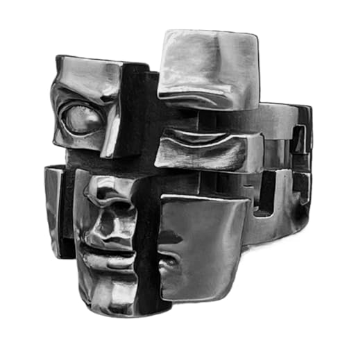 Teksome Offene Ringe Für Damen | Verstellbare Daumenringe Für Damen - Vintage 3D Gesicht Abstrakter Umhüllender Schmuck Für Urlaub Festival Hochzeit Business von Teksome