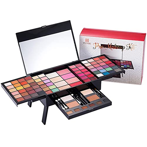 Teksome Professionelle Lidschattenpalette,90 Farben komplette Make-up-Palette wasserfester Lidschatten - Hochpigmentiertes Augenbrauenpuder, Gesichtsrouge, Grundierung, Concealer-Puder von Teksome