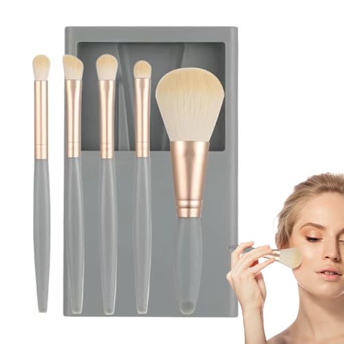 Teksome Reisegröße Make -up -Bürsten, kleines Make -up -Bürstensatz,Reisegröße Make -up -Bürstenset mit Gehäuse und Spiegel | Tragbare Fundamentpulver Concealer Lidschatten Applikator für Frauen, von Teksome