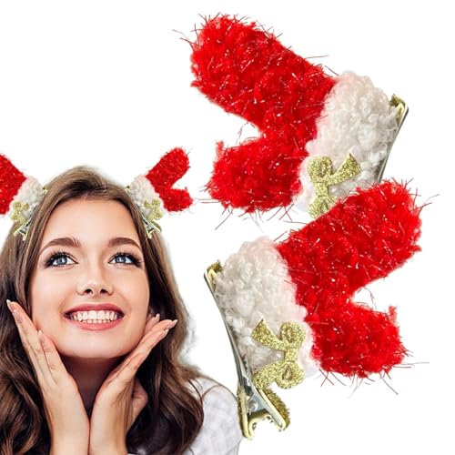 Teksome Weihnachts-Haarschmuck, Haarspangen für Frauen - Geweih Weihnachtshaarnadel Haarspangen - Niedliche dicke Haarspangen, weihnachtlicher Haarverschluss für dickes, feines Haar von Teksome
