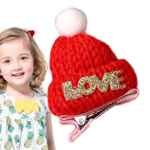 Weihnachtsmannmütze Haarspange - Gestrickte Weihnachtsmannmütze Haarnadel Kompakt und Niedlich - Kindermode Haarnadeln für Reisen, Weihnachtsfeier, Zuhause, Dating, Versammlung, Weihnachtsbaum Teksome von Teksome