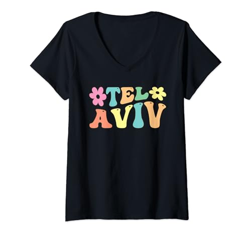 Damen Tel Aviv-Israel T-Shirt mit V-Ausschnitt Damen Tel Aviv-Israel T-Shirt mit V-Ausschnitt von Tel Aviv Israel Gifts