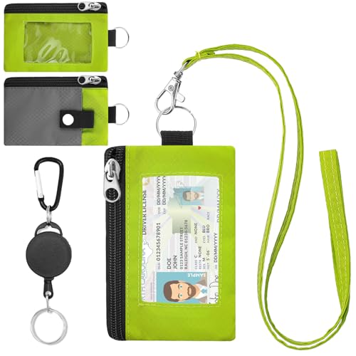 Tel Charme * Minimalistische kleine Geldbörse mit Ausweisfenster, wasserabweisendes Ausweisetui mit Reißverschluss, mit Haken, grün, L, Zeitgenössisch von Tel Charme *