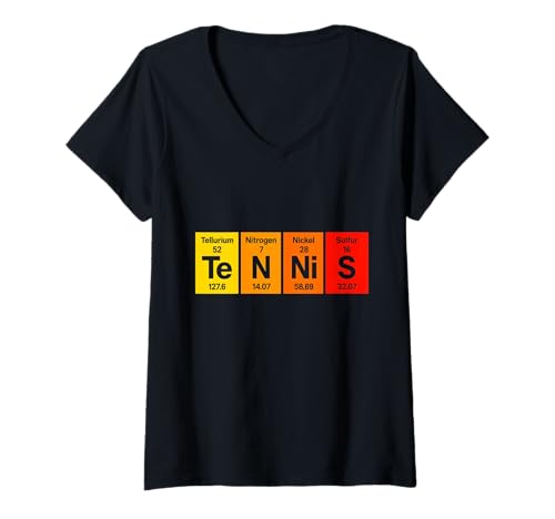 Damen Tennis Periodensystem Wissenschaft Humor Tennis Geschenk T-Shirt mit V-Ausschnitt Damen Tennis Periodensystem Wissenschaft Humor Tennis Geschenk T-Shirt mit V-Ausschnitt von TeleAdhesivo Deportes Tenis y Ciencia