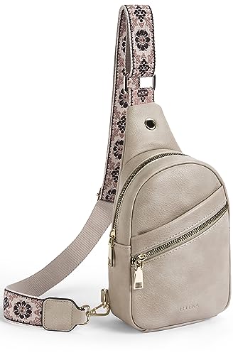 Telena Bauchtasche für Damen & Herren Brusttasche, Crossbody Bag Herren Umhängetasche Kunstleder Sling Bag Klein Schultertasche für Frauen,Grau von Telena