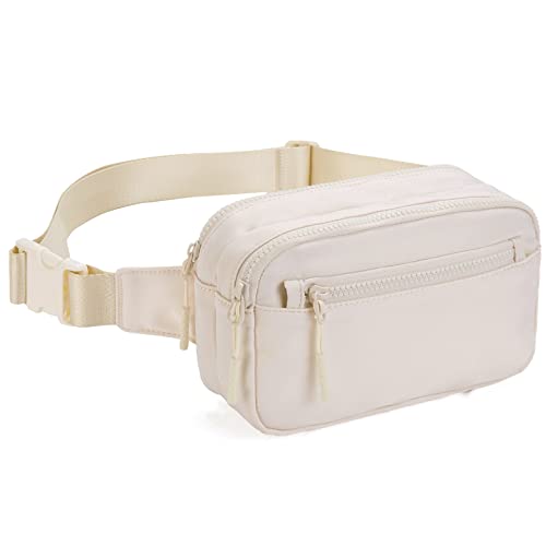 Telena Bauchtasche Damen Gürteltasche Herren, Sport Mode Hüfttaschen Frauen Brustbeutel Klein Umhängetasche Canvas Crossbody Bag mit verstellbarem Riemen,Beige von Telena