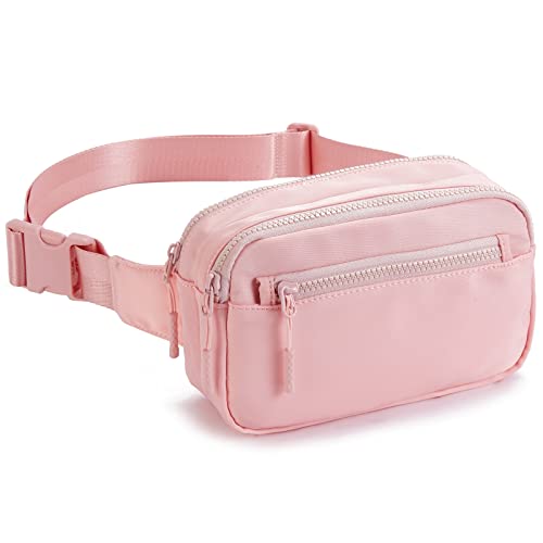 Telena Bauchtasche Damen Gürteltasche Herren, Sport Mode Hüfttaschen Frauen Brustbeutel Klein Umhängetasche Canvas Crossbody Bag mit verstellbarem Riemen,Rosa von Telena