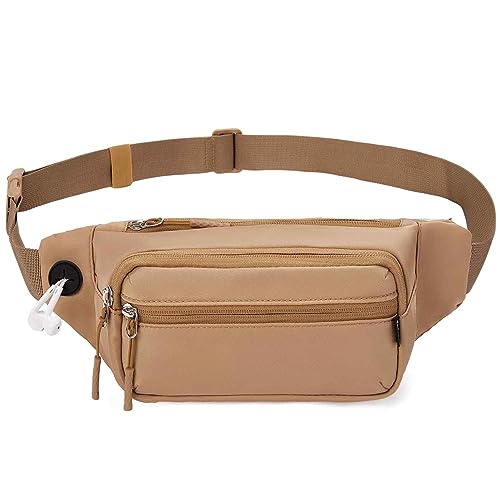 Telena Bauchtasche Damen Gürteltasche Klein Brusttasche Fanny Pack für Frauen Brustbeutel Klein Umhängetasche Nylon Crossbody Bag,Hellbraun von Telena