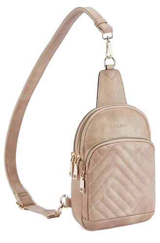 Telena Bauchtasche für Damen & Herren Klein, Crossbody Bag für Herren Sling Bag Klein Umhängetasche PU Leder Schultertasche,Braun von Telena