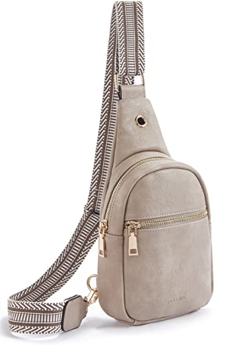 Telena Brusttasche Damen Sling Bag, PU Leder Crossbody Bag Klein Umhängetasche Frauen Schultertaschen für Outdoorsport/Reisen/Einkaufen(Grau) von Telena