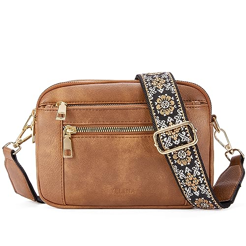 Telena Damen Crossbody Bag mit verstellbarem Farbigem Riemen, Damen Umhängetasche aus PU Leder, Schultertasche für Frauen von Telena