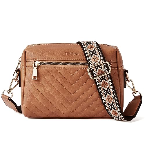 Telena Damen Crossbody Bag mit verstellbarem Farbigem Riemen, Damen Umhängetasche aus PU Leder, Schultertasche für Frauen von Telena