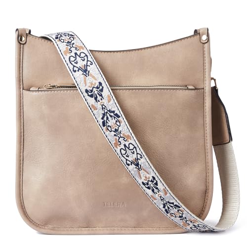 Telena Damen Schultertasche Klein, PU Leder Handtasche Damen Umhängetasche Klein Hobo Bag für Frauen Crossbody Bag mit Abnehmbarer Schultergurt,Zimt hellbraun von Telena