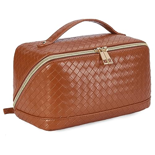 Telena Kulturbeutel für Damen aus PU-Leder, Reise-Kosmetiktasche Waschtasche Frauen Make-up Taschen Kofferorganizer Bag von Telena