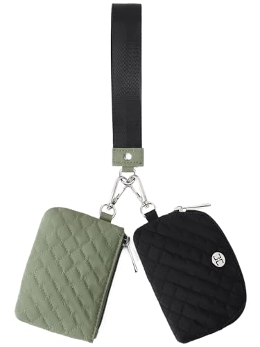 Telena Mini Wristlet Geldbörsen Damen kleine Portemonnaie mit Reißverschluss Münztasche Canvas Wallet für Sport von Telena