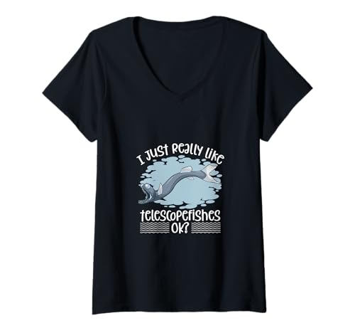 Damen Lieblingstier Teleskopfisch T-Shirt mit V-Ausschnitt Damen Lieblingstier Teleskopfisch T-Shirt mit V-Ausschnitt von Teleskopfisch Designs