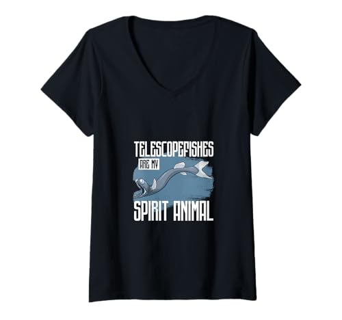 Damen Seelenverwandt mit Teleskopfisch T-Shirt mit V-Ausschnitt von Teleskopfisch Designs