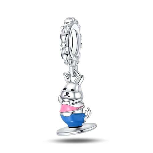 Alice 's Rabbit In The Cup Charm, Charme für Armband, Kompatibel mit Pandora Armband Halskette von Teleye
