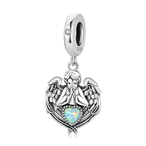 Angel Praying Heart Charm 925 Sterling Silver Charm Fits For Pandora Bracelet von Teleye