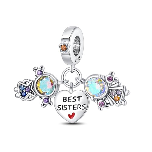 Best Sisters Three - Piece Set Anhänger Charm, Charme für Armband, kompatibel mit Pandora Armband Halskette von Teleye