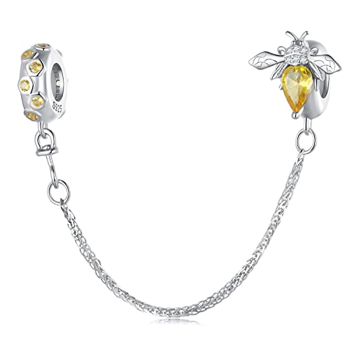 Biene Sicherheitskette Charm 925 Sterling Silber Charm passt für Pandora Armband Halskette von Teleye
