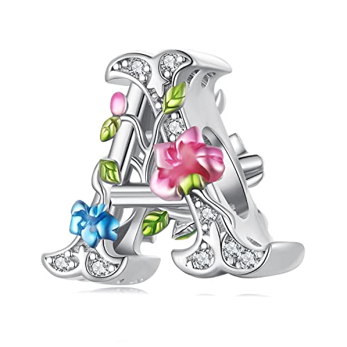 Buchstabe A Bead Charm 925 Sterling Silber Charm passt für Pandora Armband Halskette von Teleye