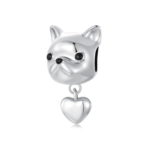 Bulldoggen-Herz-Charm aus 925er-Sterlingsilber, passend für Pandora-Armband-Halskette, SCC2767 von Teleye