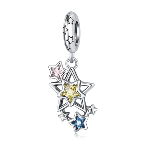 Bunte Stein fünf - spitzen Stern Anhänger Charme, 925 Sterling Silber Charme Armband Zubehör, kompatibel mit Pandora Armband Halskette, Geschenk für Frauen Bunte Stein fünf - spitzen Stern Anhänger Charme, 925 Sterling Silber Charme Armband Zubehör, kompatibel mit Pandora Armband Halskette, Geschenk für Frauen von Teleye