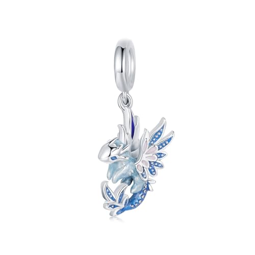 Charm-Anhänger „Fliegender Drache“, 925er-Sterlingsilber, passend für Pandora-Armband-Halskette, SCC2750 von Teleye