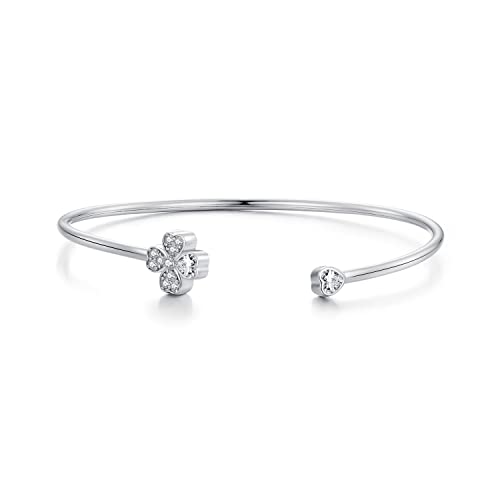 Clover Open Armreif, 925 Sterling Silber Armband für Frauen von Teleye