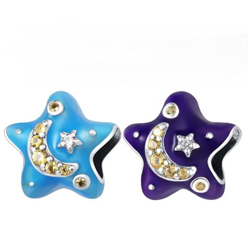Color-Shifting Star Bead Charm, 925 Sterling Silber Charm Armband Zubehör, Kompatibel mit Pandora Armband Halskette von Teleye