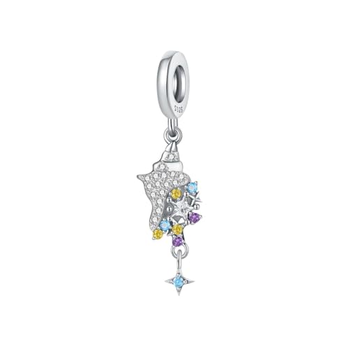 Cosmic Conch Shell Charm, echte 925 Sterling Silber Perlen Charm, kompatibel mit für Pandora Armband, Geschenk-Box-Verpackung von Teleye