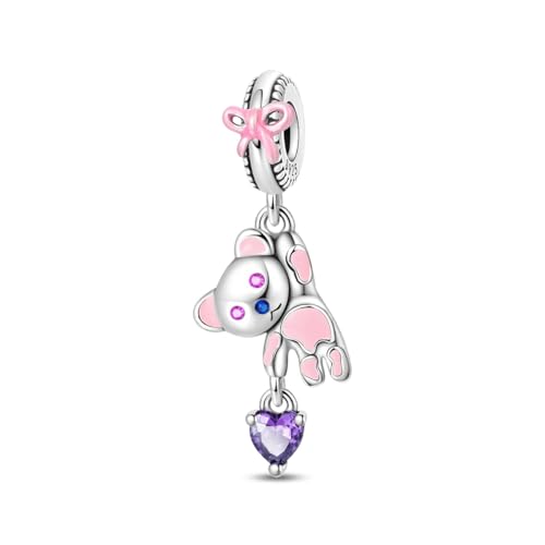 Dusty Pink Bear Charm, Charme für Armband, Kompatibel mit Pandora Armband Halskette Dusty Pink Bear Charm, Charme für Armband, Kompatibel mit Pandora Armband Halskette von Teleye
