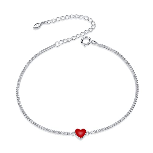 Einfaches Herz-Charm-Armband, 925 Sterling Silber Armband für Frauen von Teleye