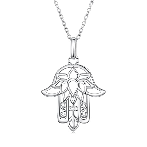 Fatimas Hand Halskette Sterling Silber Anhänger Halskette von Teleye