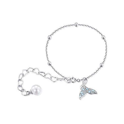 Fisch******* Muschel Perlenarmband, 925 Sterling Silber Armband für Frauen von Teleye