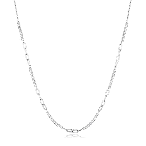 Funkelnde segmentierte Halskette - 925 Sterling Silber Minimalistische Anhänger Halskette für Frauen, verstellbare Kette von Teleye