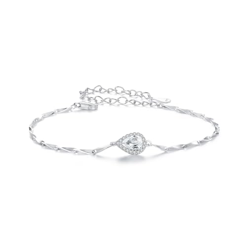 Funkelndes Teardrop-Armband, 925 Sterling Silber Armband für Frauen von Teleye